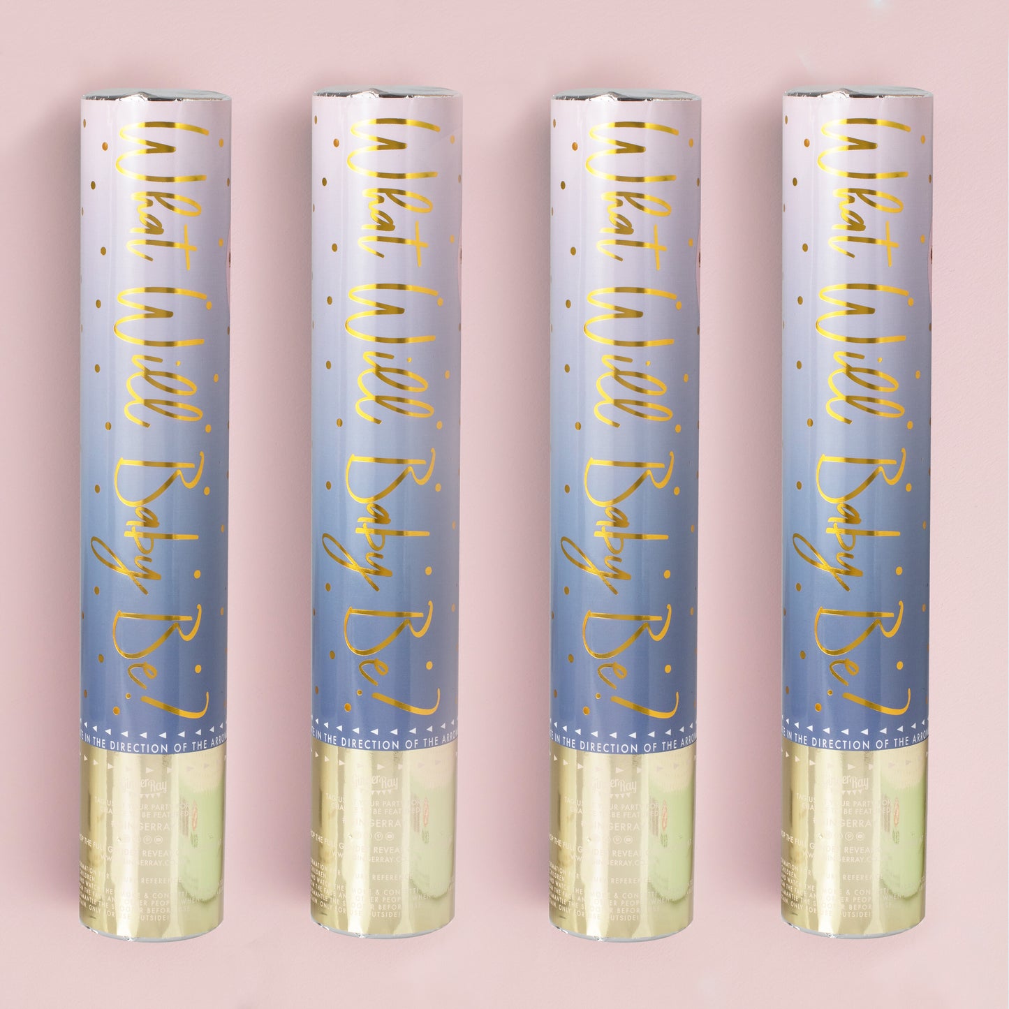 Pink Gender Reveal Smoke Cannon With Confetti - 4 Pack