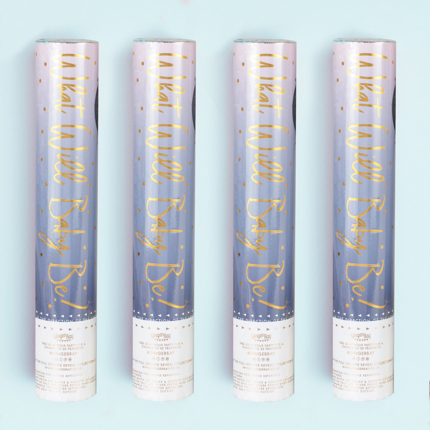 Blue Gender Reveal Smoke Cannon With Confetti - 4 Pack