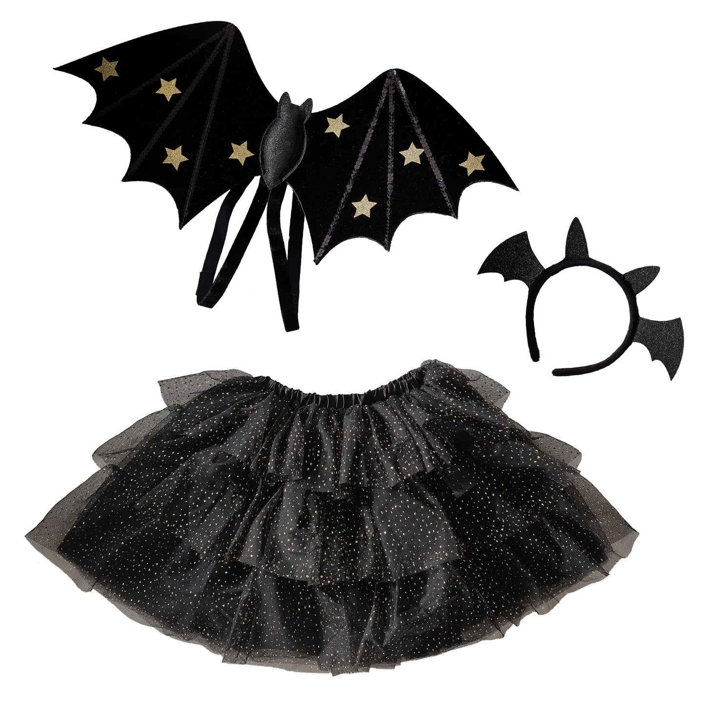 Black & Gold Sparkle Halloween Bat Costume