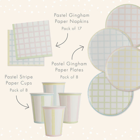 Pastel Gingham Tableware Kit