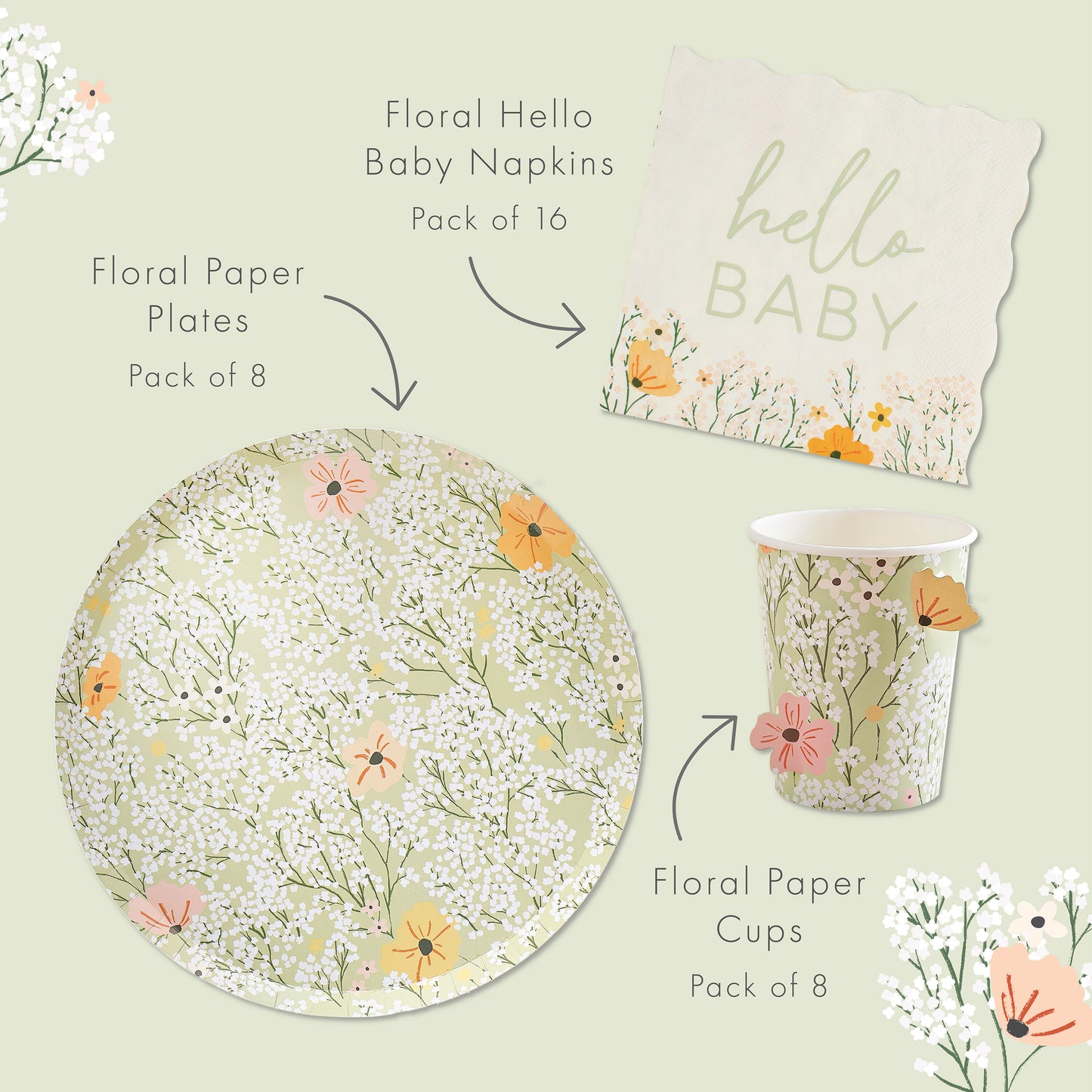 Hello Baby Floral Tableware Kit