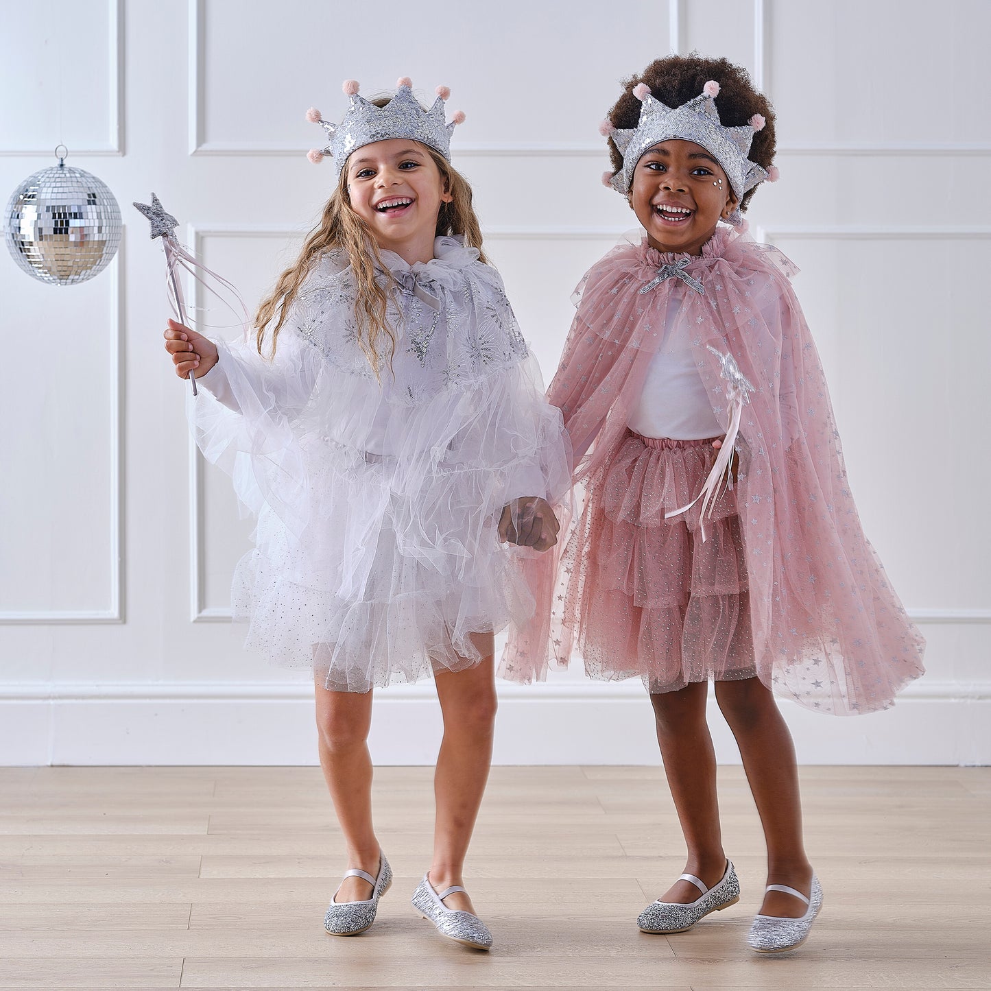Silver Sparkle Fairy Princess Costume With Sequin Crown