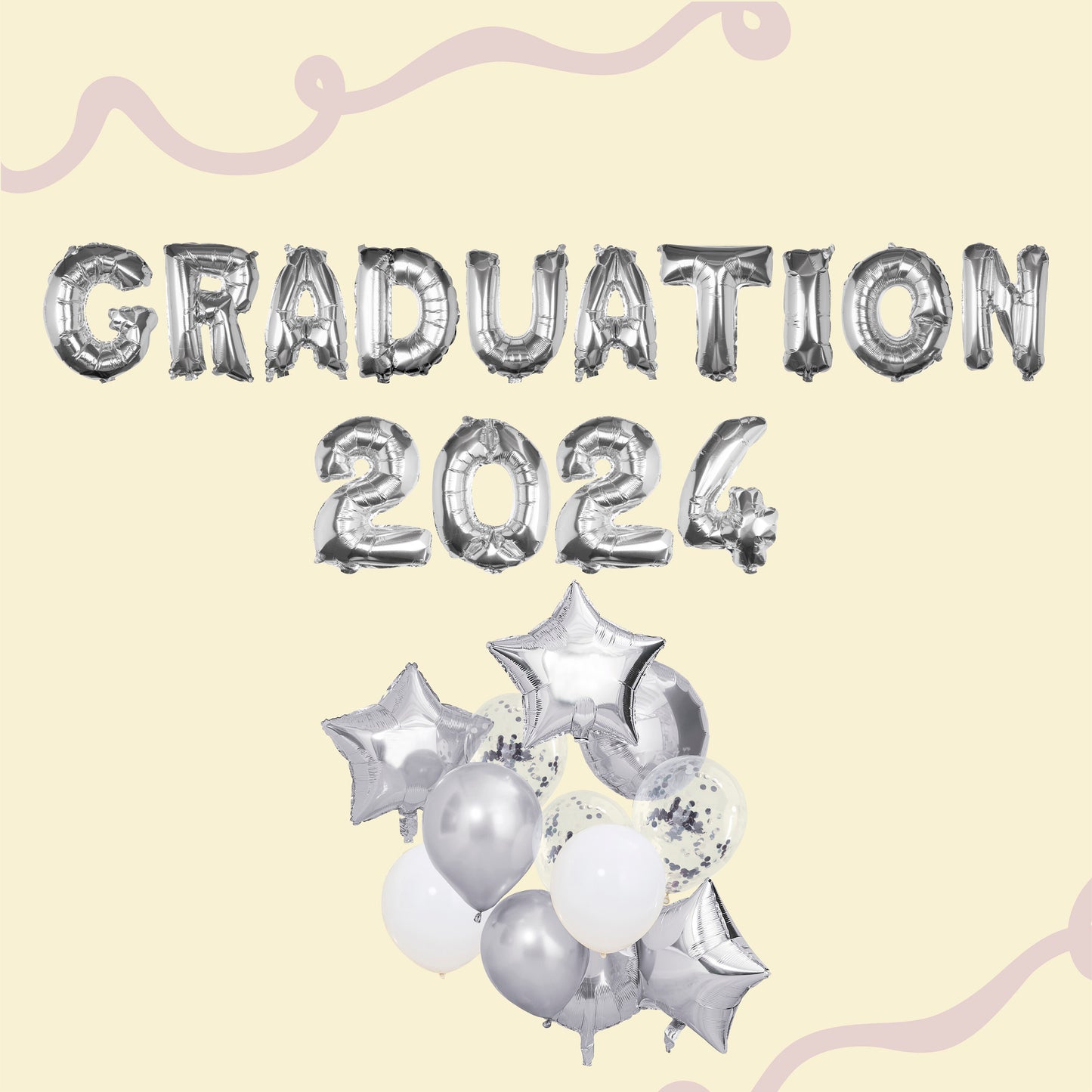 Silver Graduation 2024 Balloon Bundle