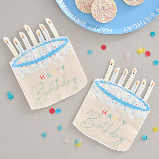 Cake Shaped Happy Birthday Paper Napkins