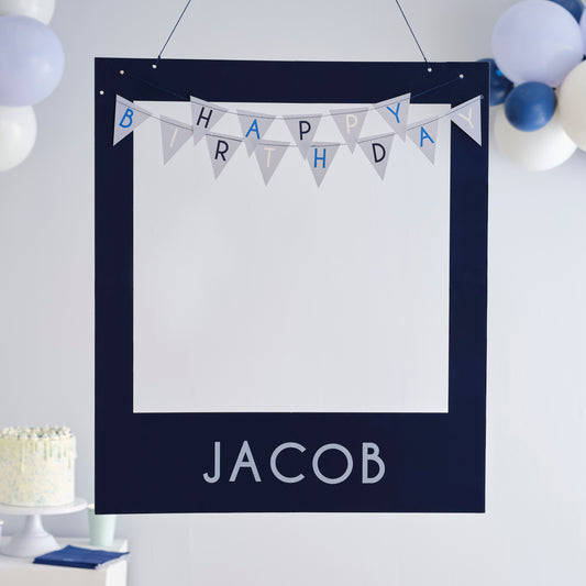 Customisable Blue Happy Birthday Photobooth Frame