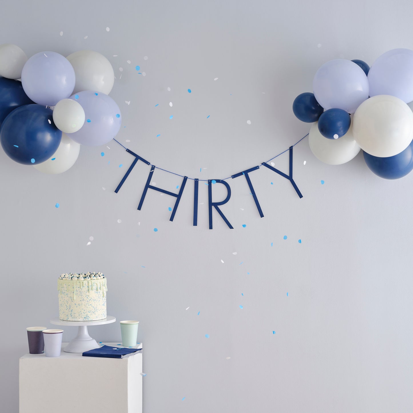Navy 30th Birthday Milestone Balloon Bunting