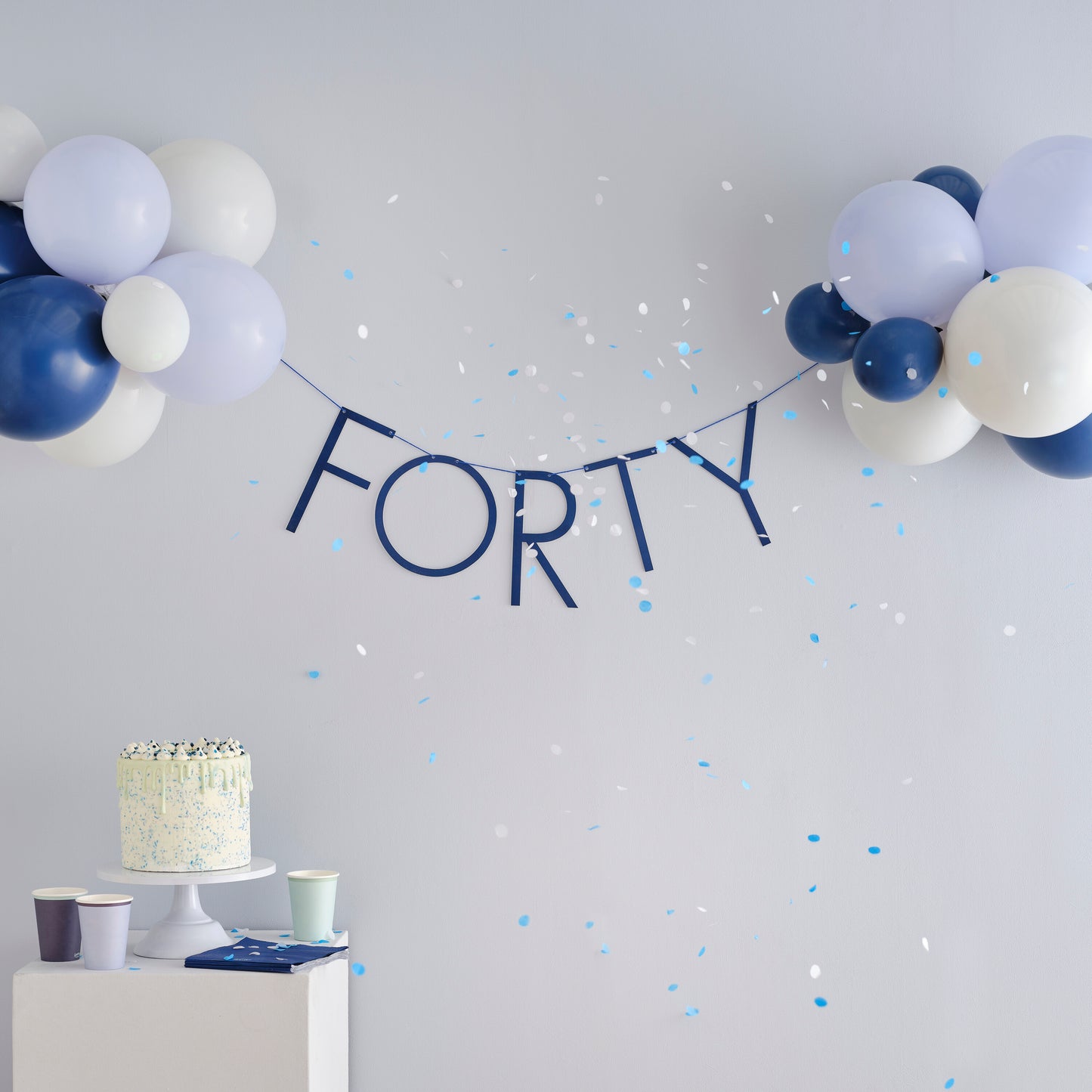 Navy 40th Birthday Milestone Balloon Bunting