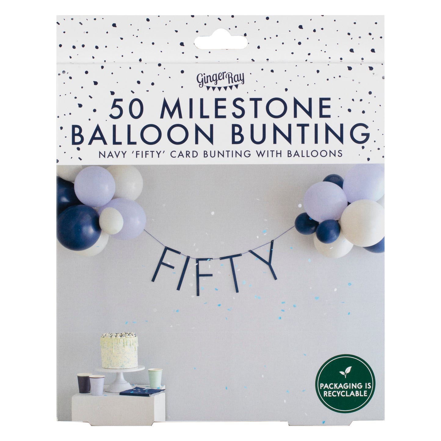 Navy 50th Birthday Milestone Balloon Bunting
