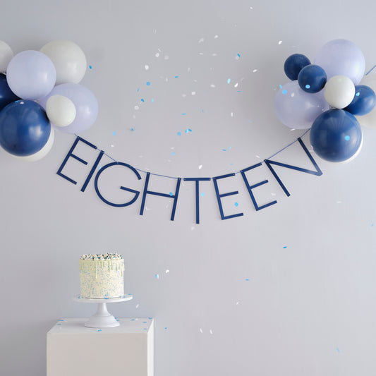 Navy 18th Birthday Milestone Balloon Bunting
