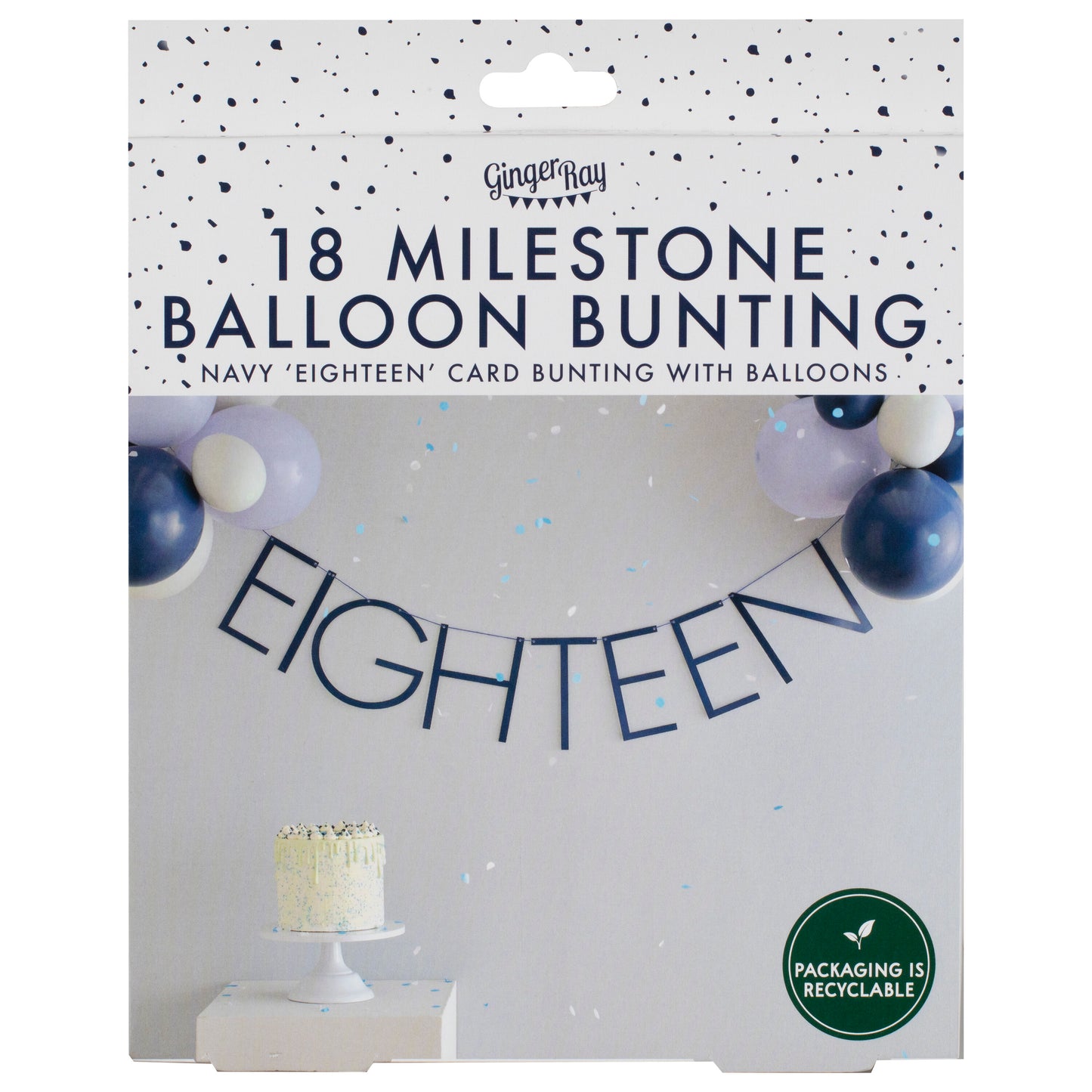 Navy 18th Birthday Milestone Balloon Bunting