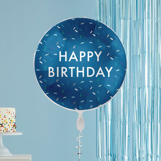 Navy & Confetti Happy Birthday Helium Balloon Delivered