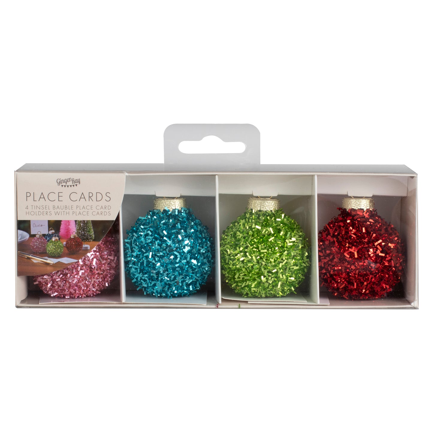 Christmas Tinsel Bauble Place Card Holders