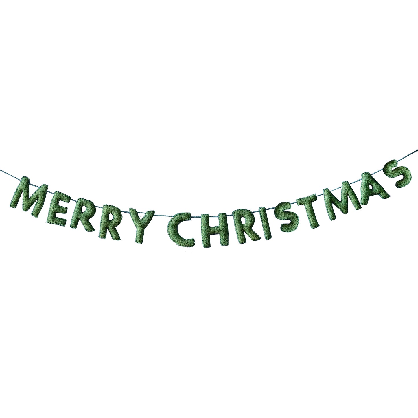 Green Felt Merry Christmas Bunting Banner