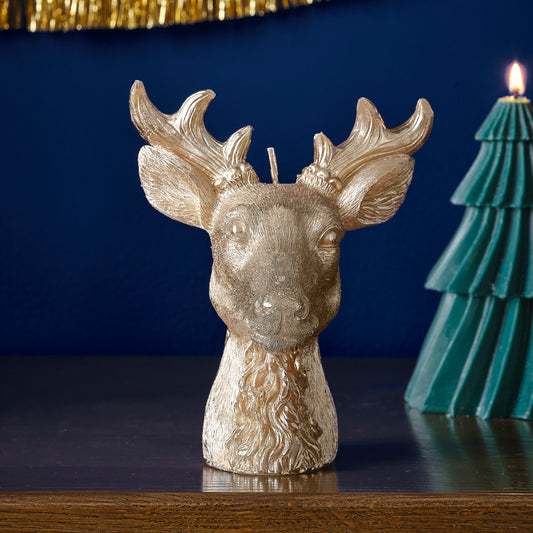 Gold Stag Christmas Candle