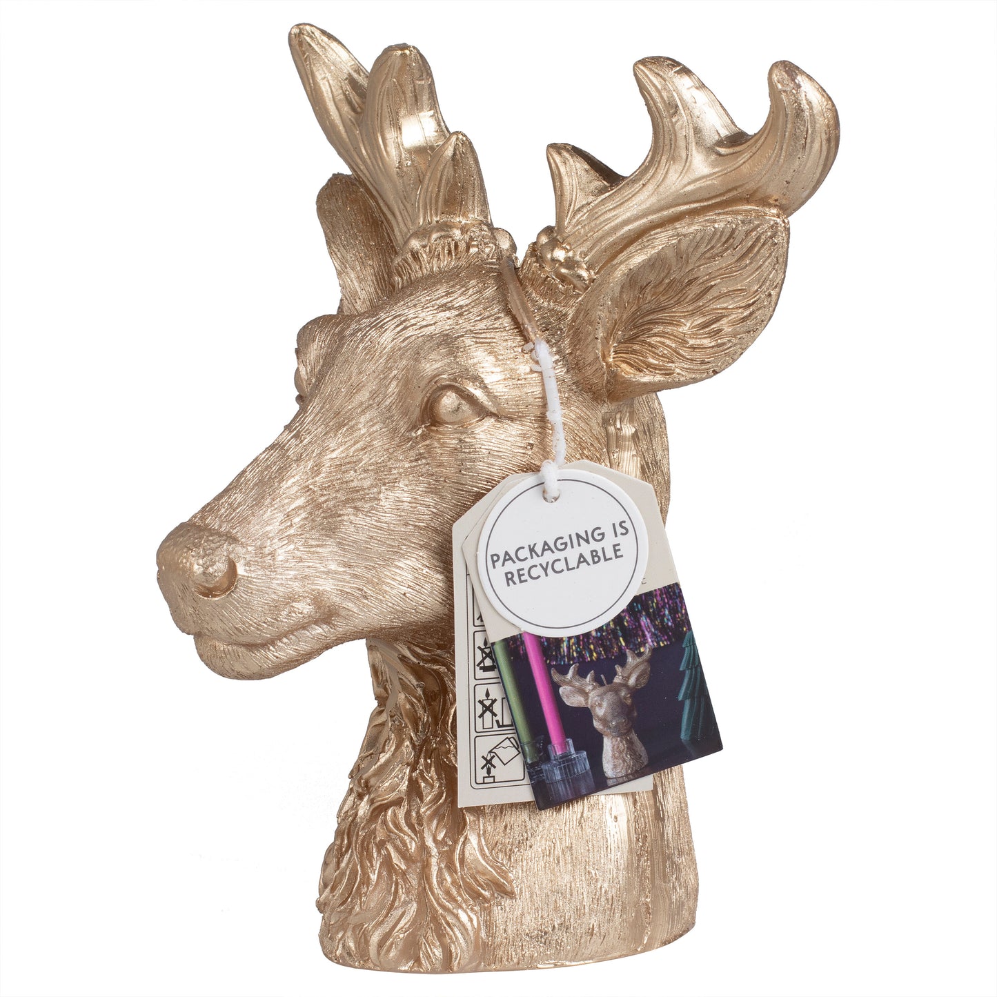 Gold Stag Christmas Candle