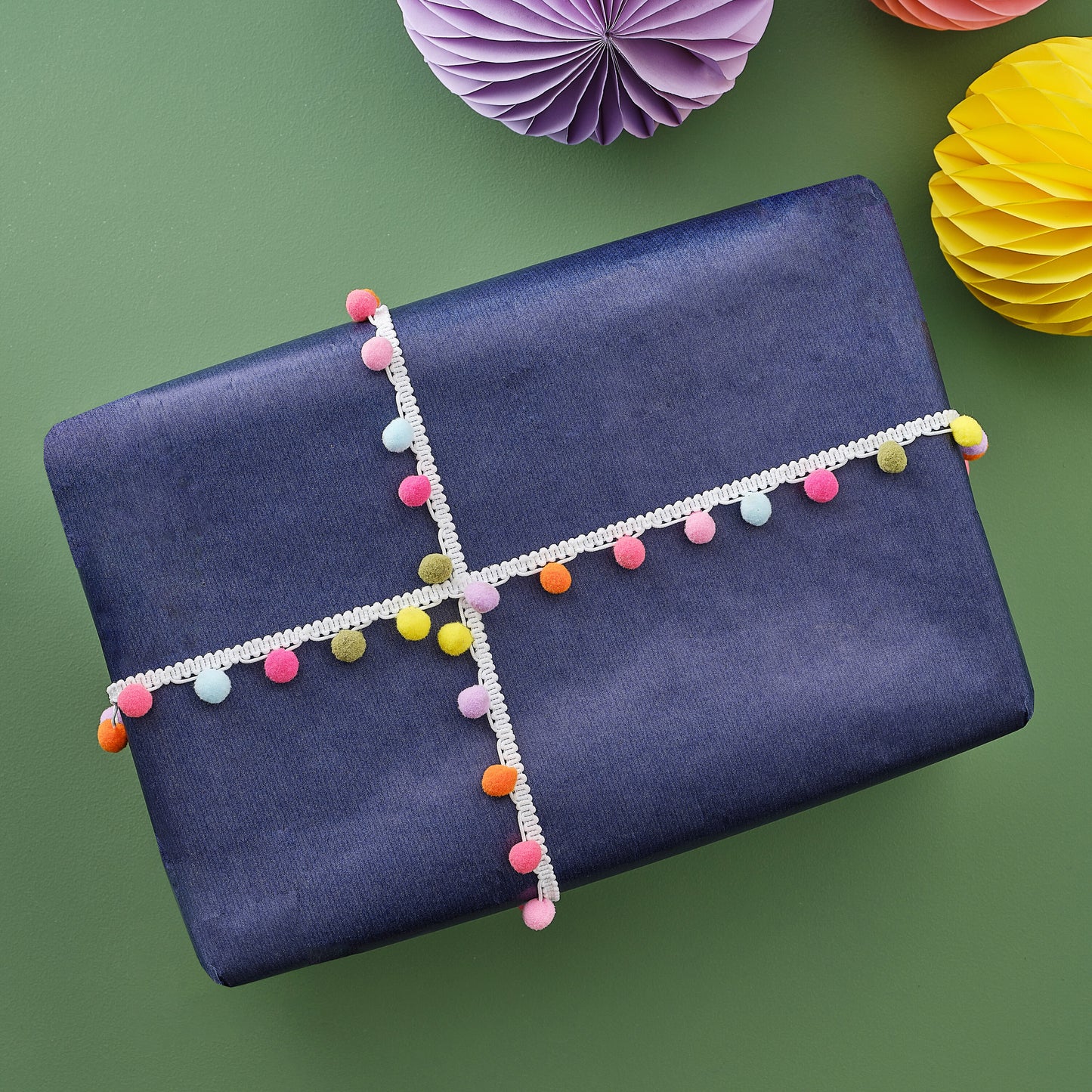 Christmas Pom Pom Ribbon Gift Wrap