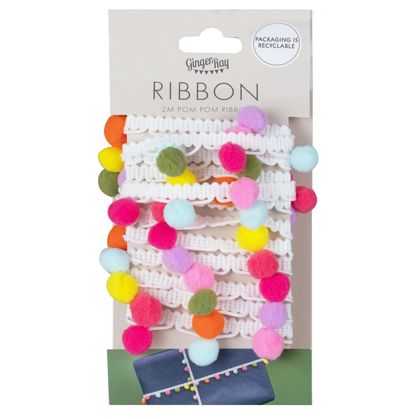 Christmas Pom Pom Ribbon Gift Wrap