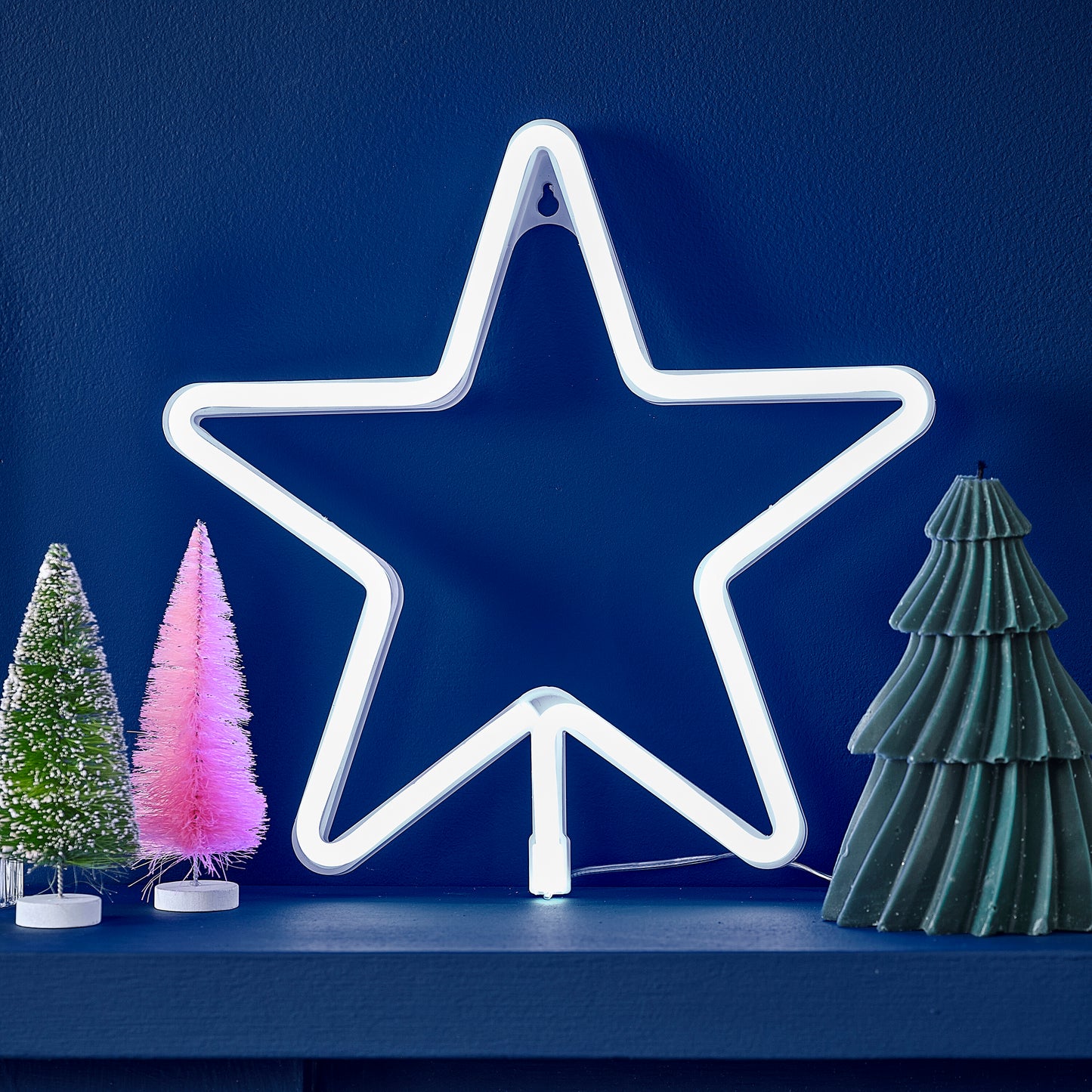 Large White Light Up Christmas Star Neon Light