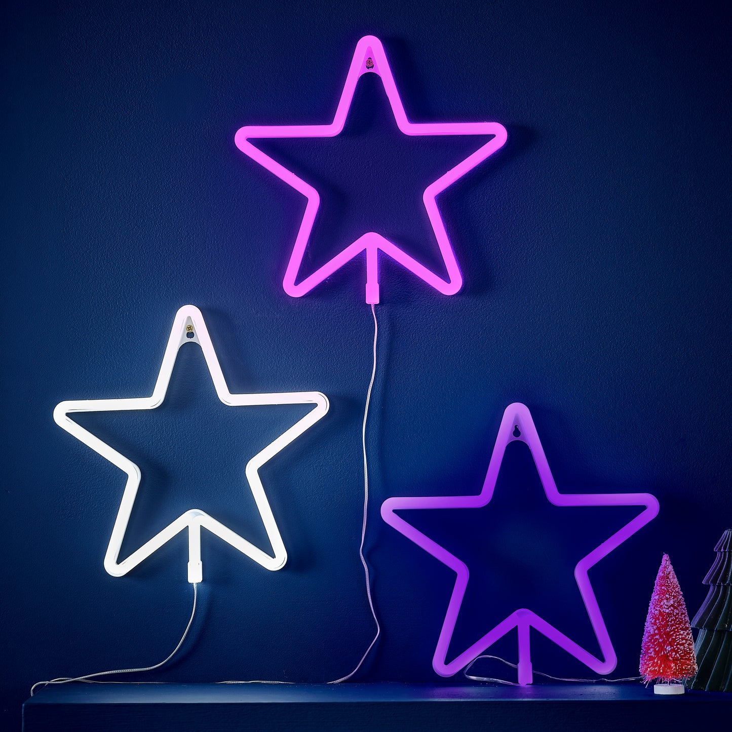 Large White Light Up Christmas Star Neon Light