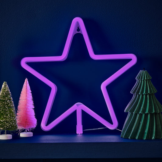 Large Lilac Light Up Christmas Star Neon Light