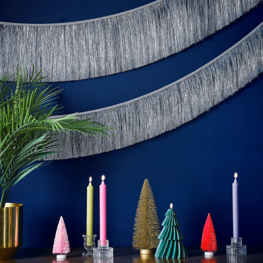 Silver Christmas Tinsel Garland Decoration