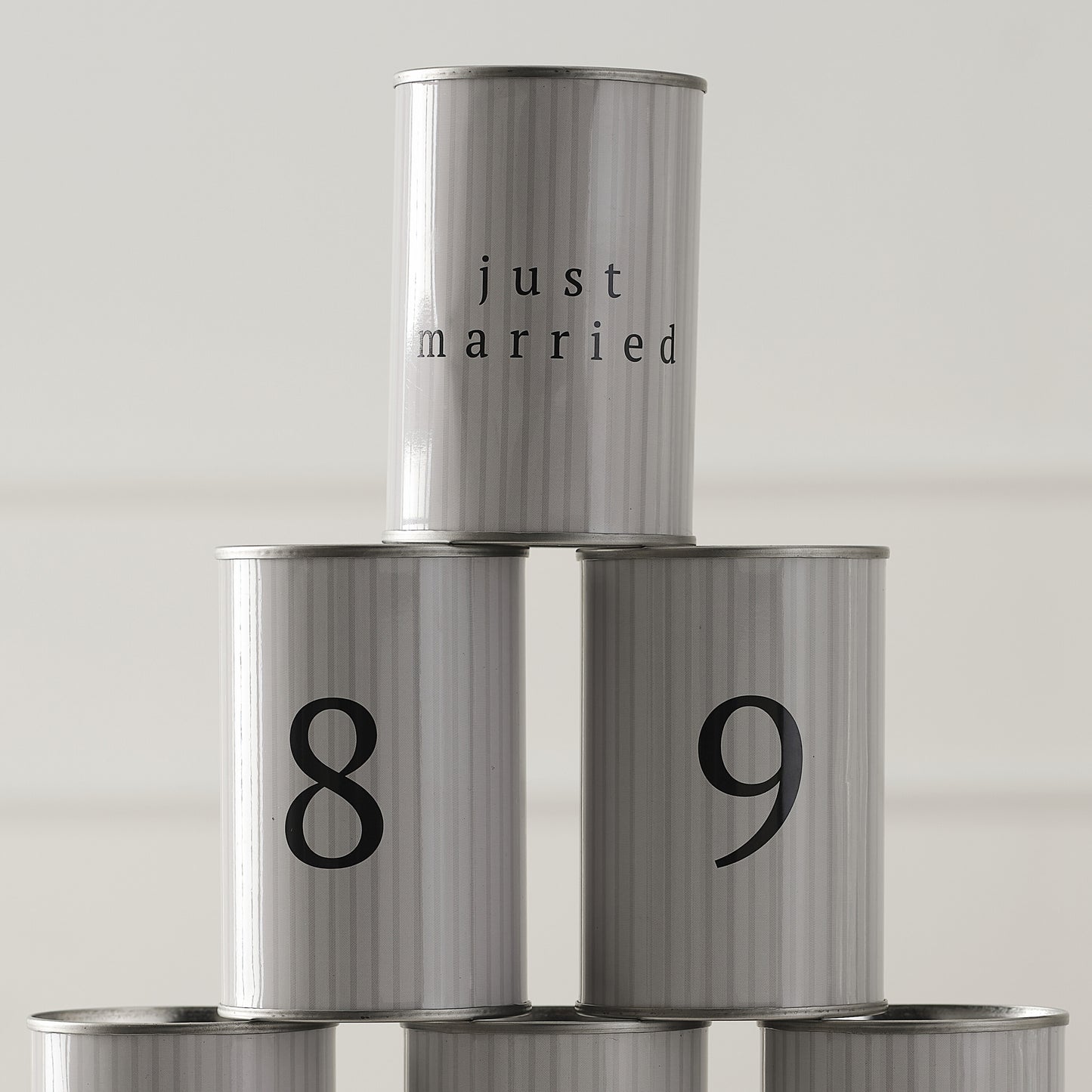 White Striped Wedding Tin Can Alley Game