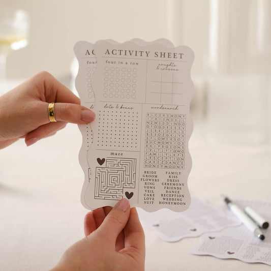 Cream and Black Wedding Activity Sheets