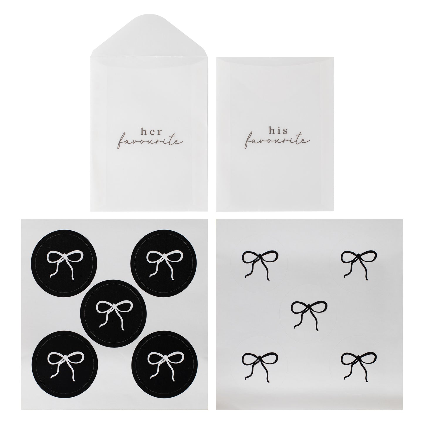 His and Hers Vellum Wedding Sweet Bags with Stickers