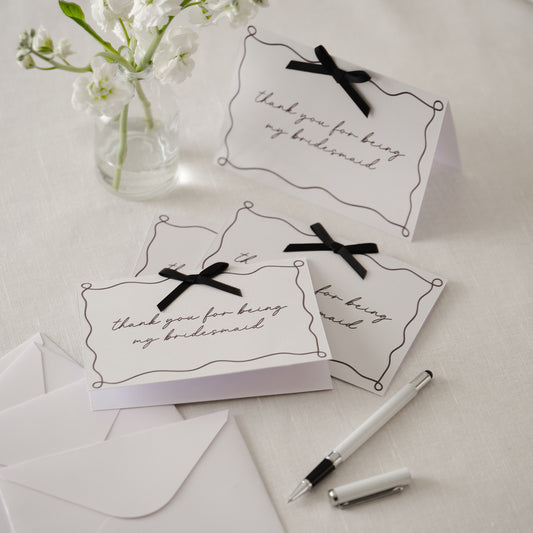 Black and White 'thank you for being my bridesmaid' Cards