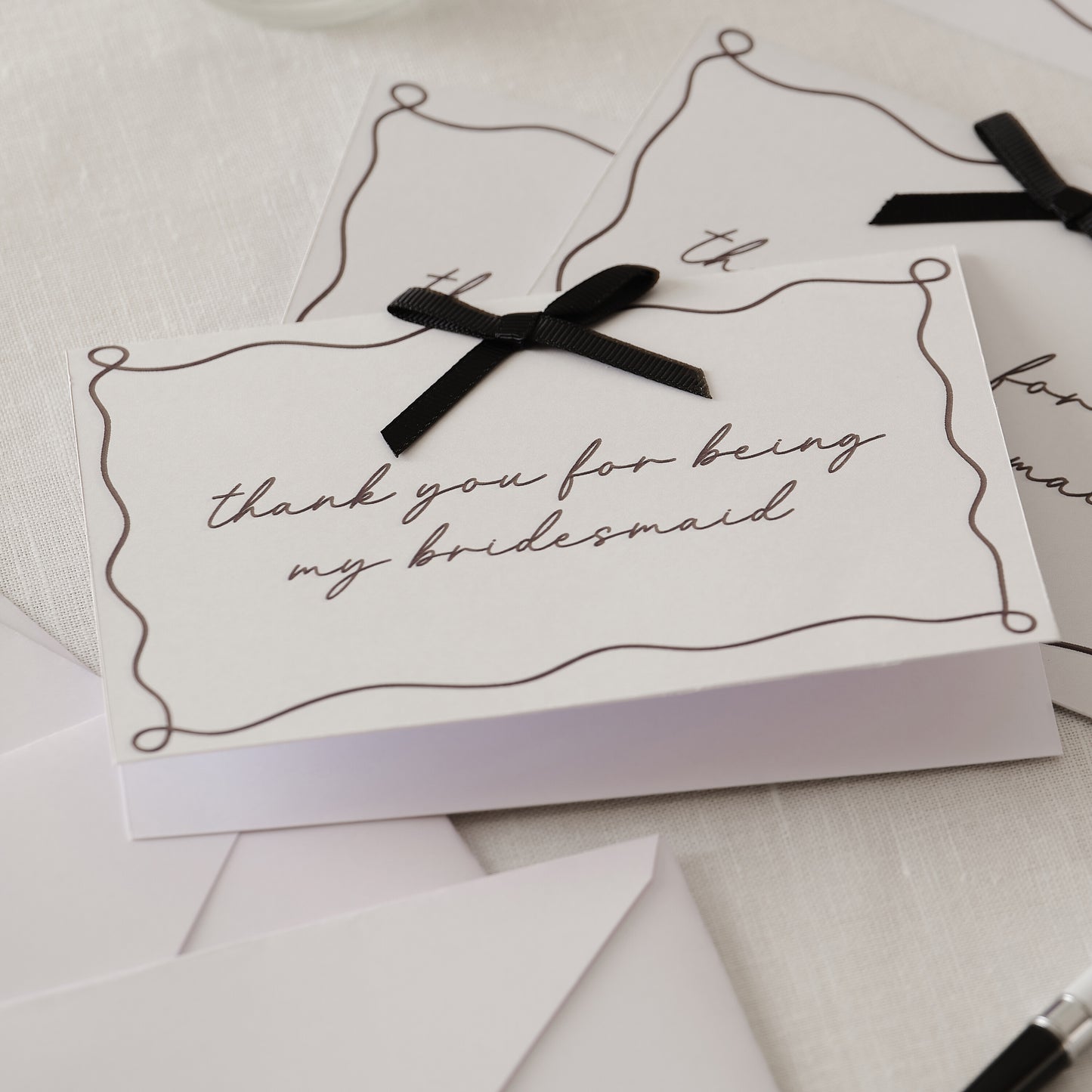 Black and White 'thank you for being my bridesmaid' Cards