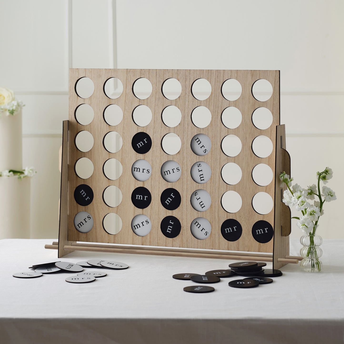 Wooden Wedding Four in a Row Game