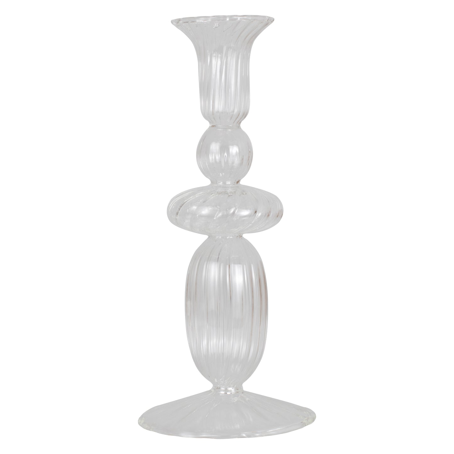 Large Clear Glass Dinner Candle Holder