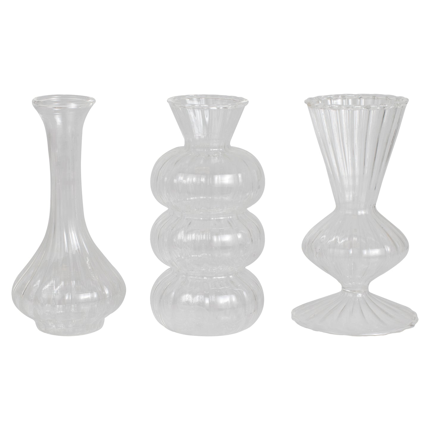 Shaped Clear Glass Bud Vases
