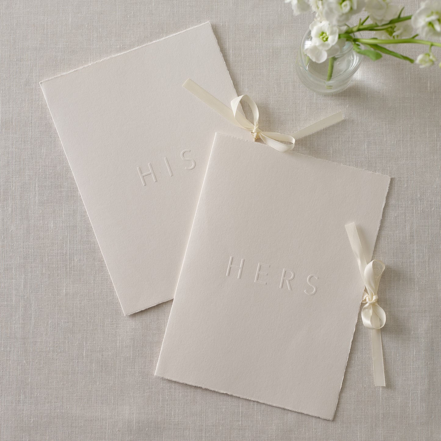 Cream His and Hers Wedding Vow Books