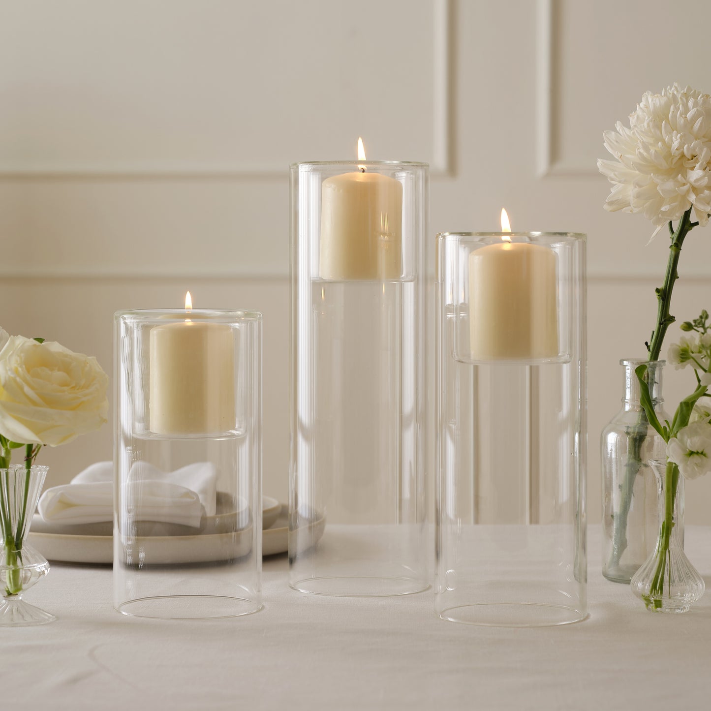 Clear Glass Pillar Candle Holders