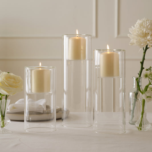 Clear Glass Pillar Candle Holders