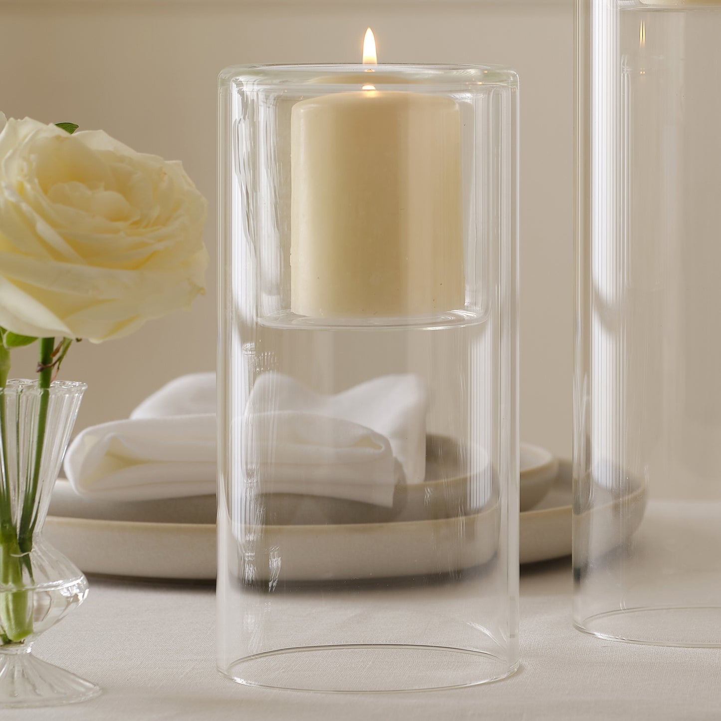 Clear Glass Pillar Candle Holders