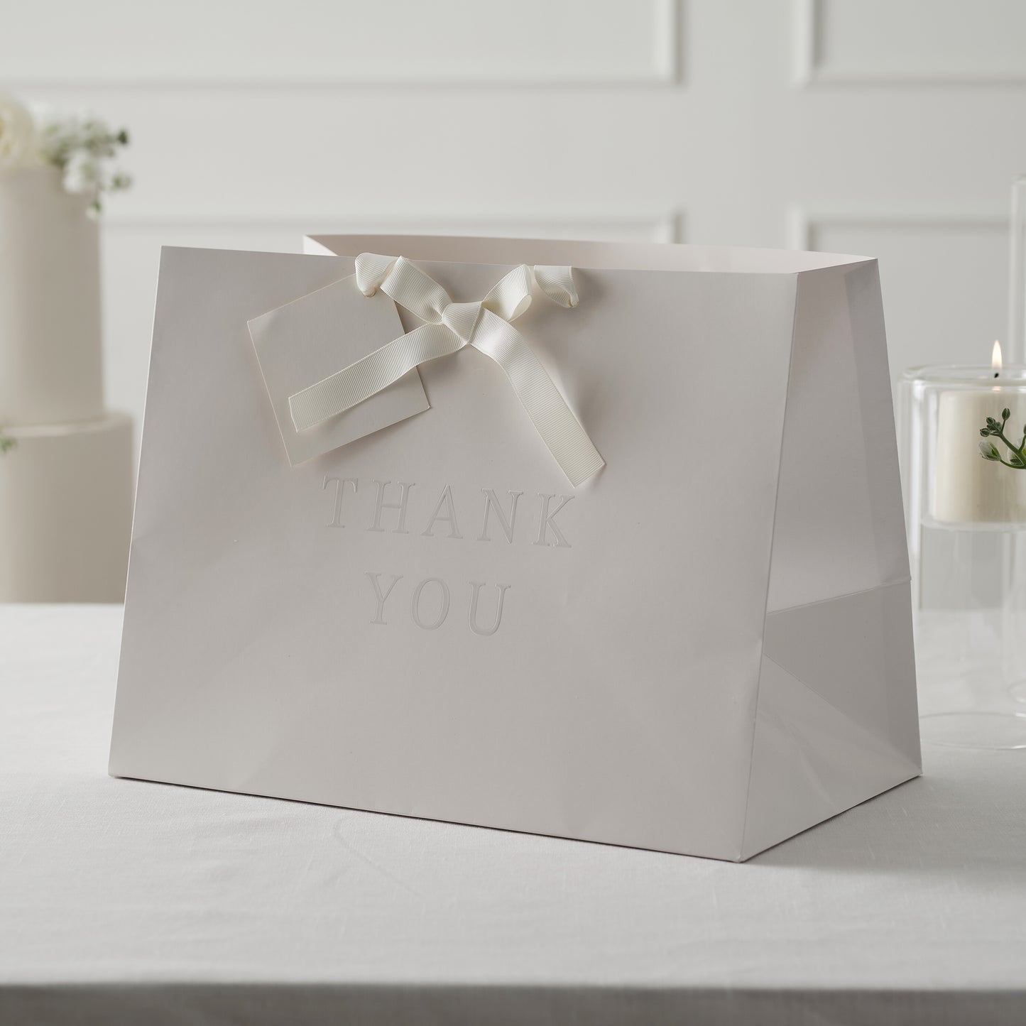 Cream Embossed 'Thank You' Gift Bag