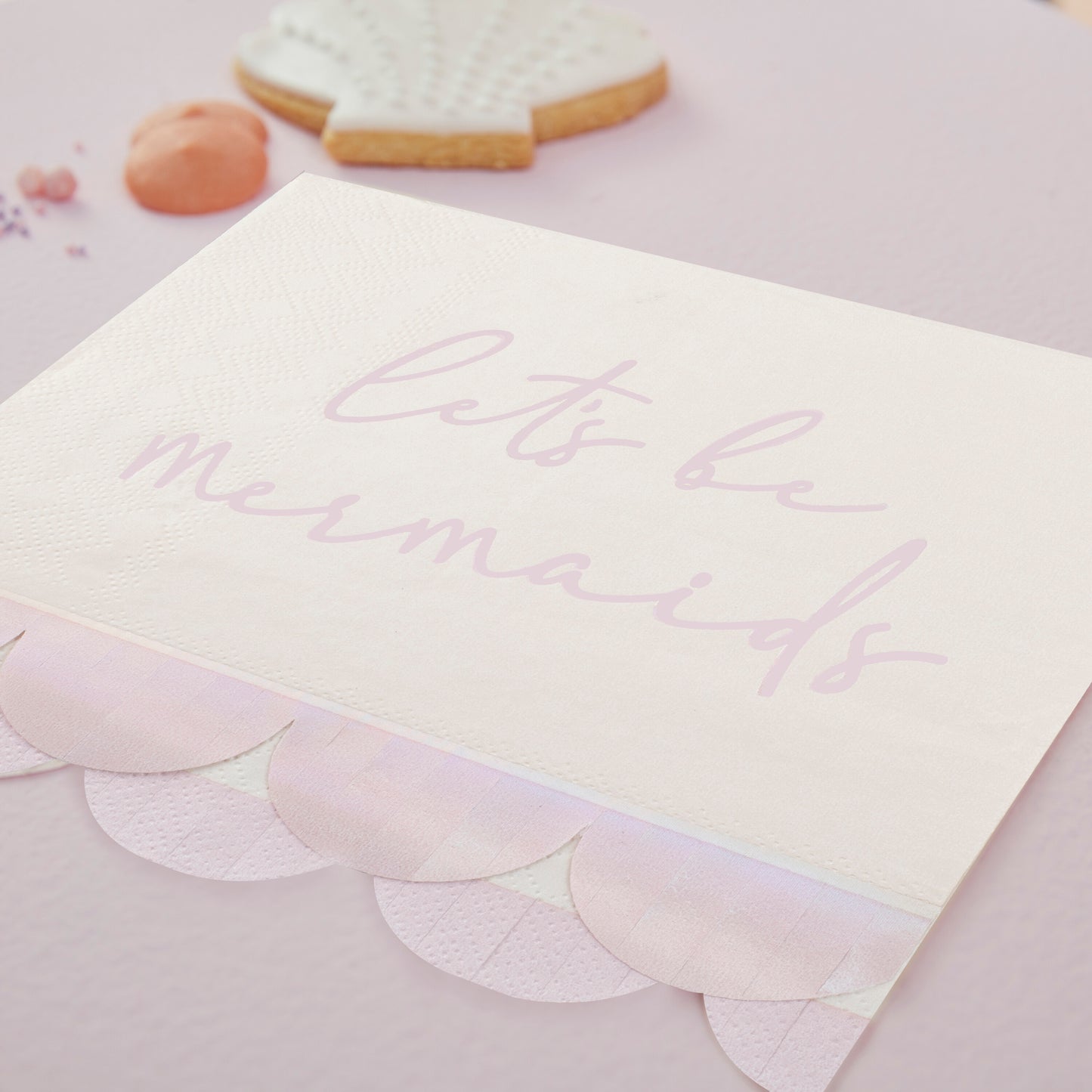 Iridescent and Pink Mermaid Paper Napkins