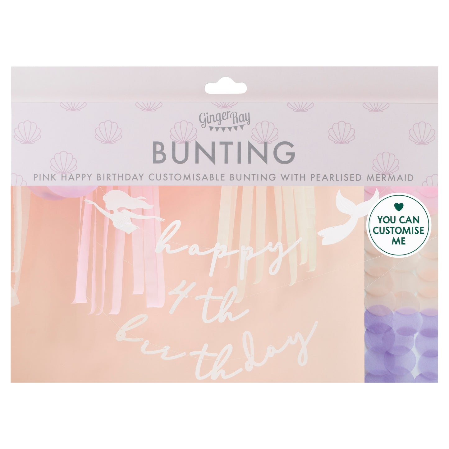 Customisable Pink and Iridescent Happy Birthday Bunting