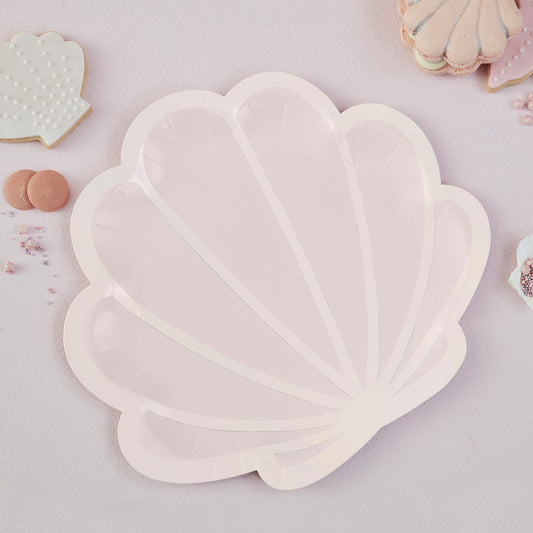 Pink Mermaid Shell Shaped Paper Plates
