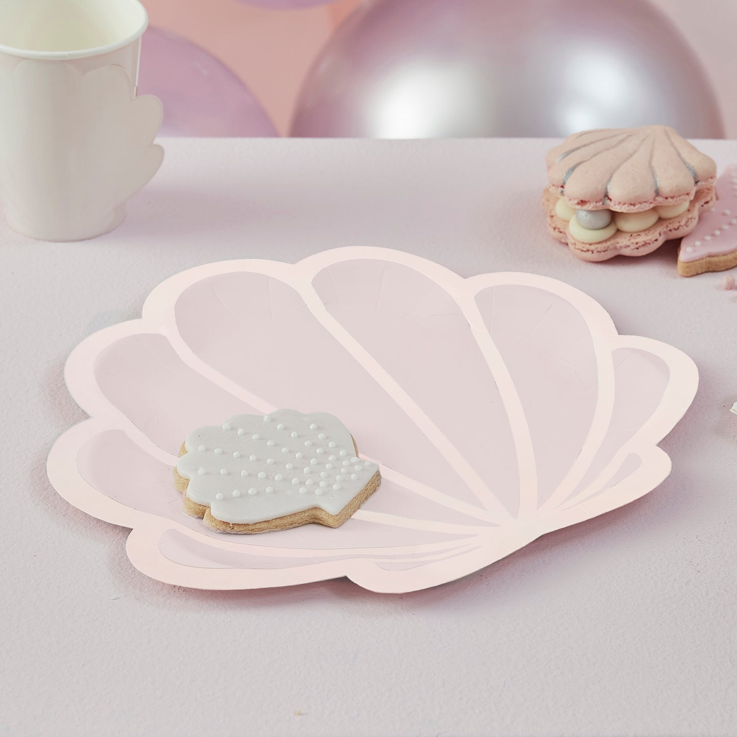 Pink Mermaid Shell Shaped Paper Plates