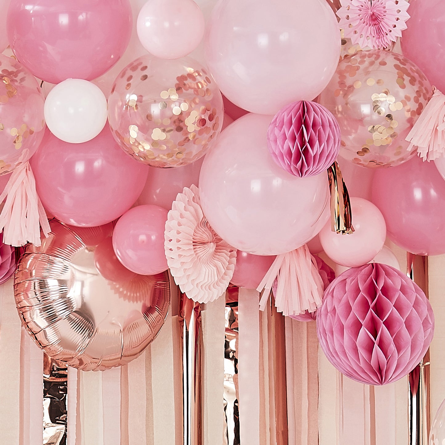 Blush And Peach Balloon And Fan Garland  Party Backdrop