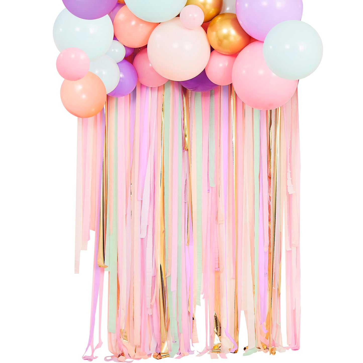 Pastel Streamer And Balloon Party Backdrop