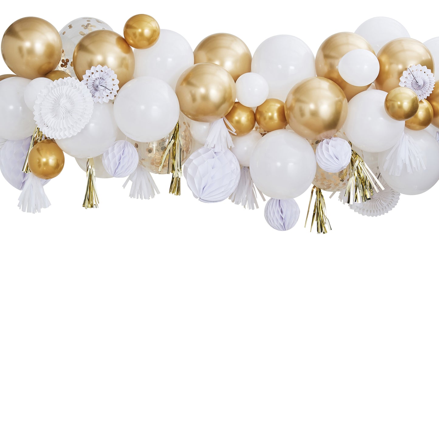 Gold Balloon And Fan Garland  Party Backdrop