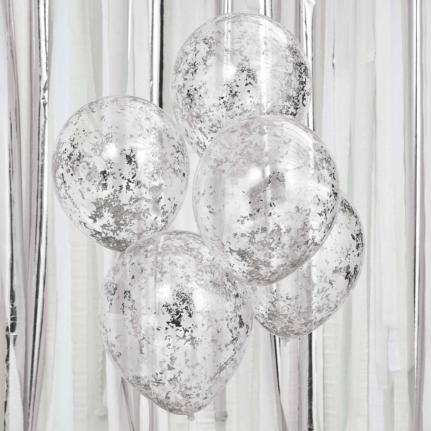 Silver Shredded Confetti Filled Balloons