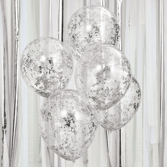 Silver Shredded Confetti Filled Balloons