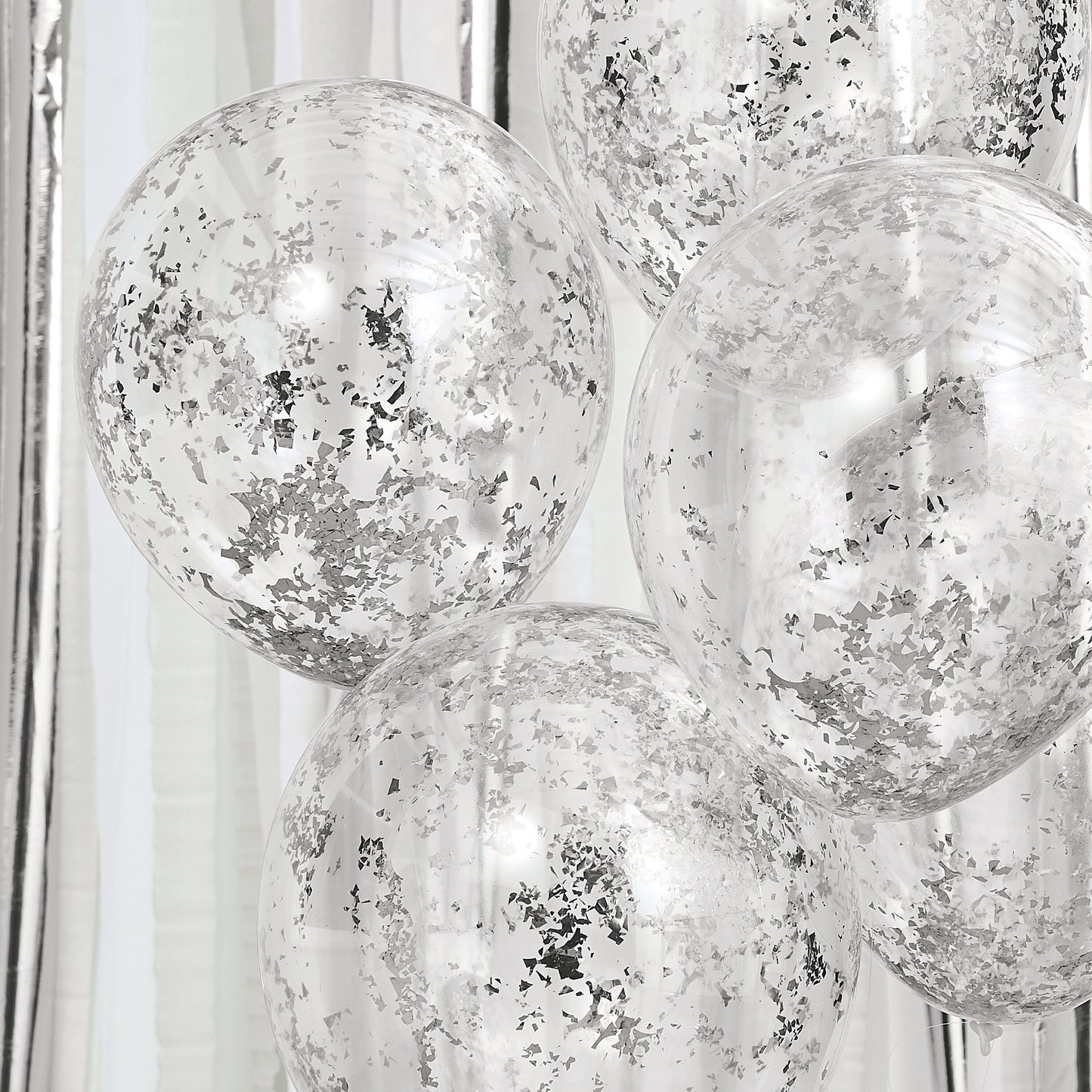 Silver Shredded Confetti Filled Balloons