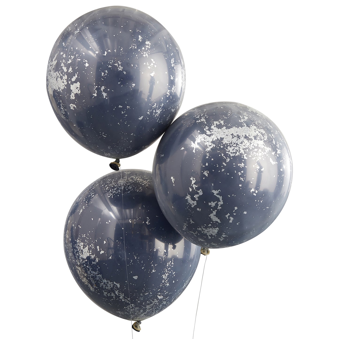 Double Layered Navy and Silver Confetti Balloon Bundle