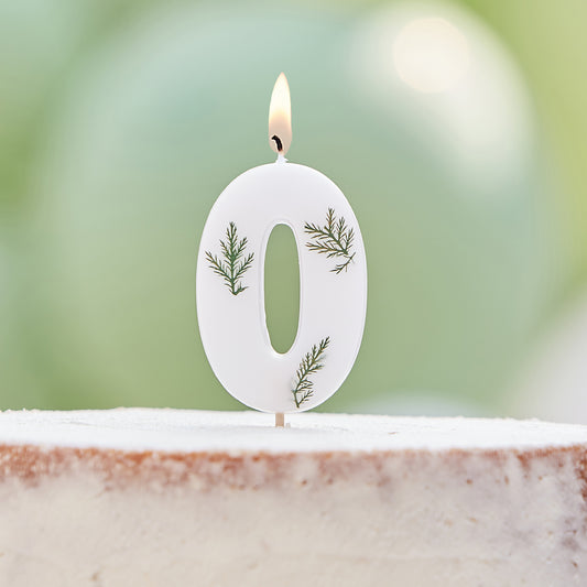 Leaf Foliage Number 0 Birthday Candle